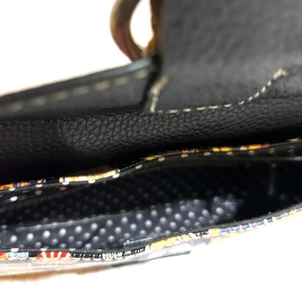 Sydney love Stylish Black Multi-Color PUC leather crossbody wristlet  Bag